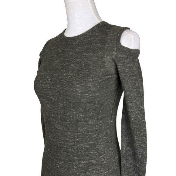 Current Elliott The Melange 0 Green Cold Shoulder Wool Linen Blend Knit Sweater - Picture 7 of 16